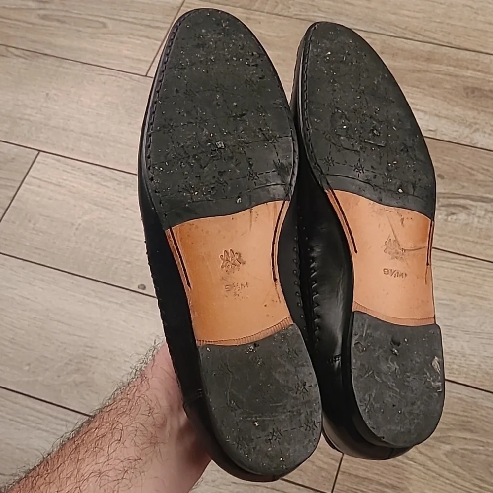MEZLAN Spain‎ Black Grain Leather Merlo Model Sz 9.5 M Mens Loafers Dress Shoes